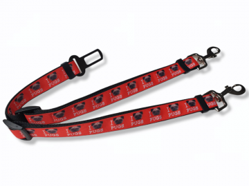 Autogordel dubbel pugs red 0